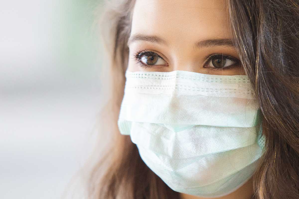 Close up face woman wearing medical mask for prevent dust and infection virus